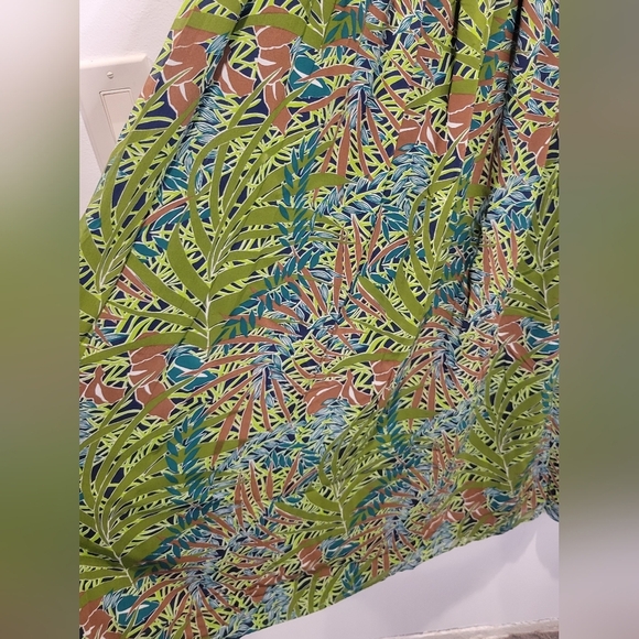 L'zinger For Nordstrom Size XL Silk Jungle Leaf Print Midi Skirt - Picture 2 of 6